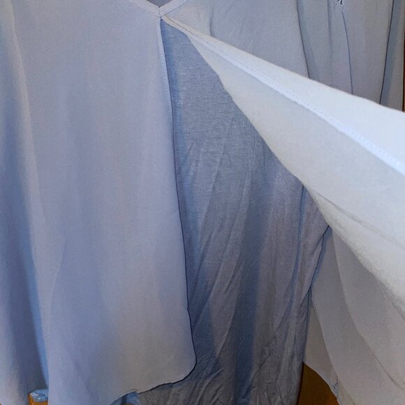 Iz Byer Womens Lace Shoulder Long Sleeve Blouse L Light Blue - Picture 4 of 6